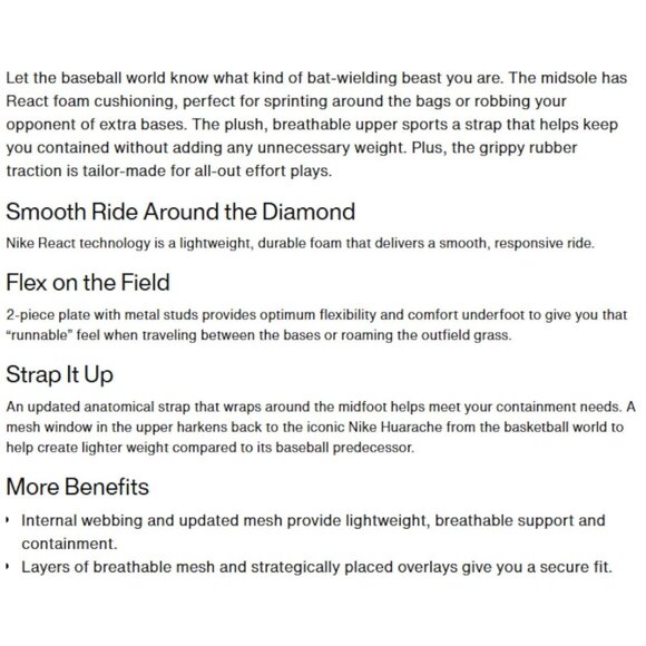 Nike Alpha Huarache Elite 4 Mid Metal Baseball Cleat Black DJ6520-001 Men 14 NEW - Picture 8 of 10